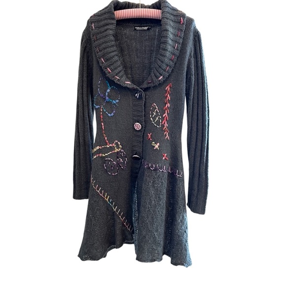 FORLA PARIS  Long Cardigan Embroidered Womens Med Long Sleeves Fairycore… - Picture 1 of 9